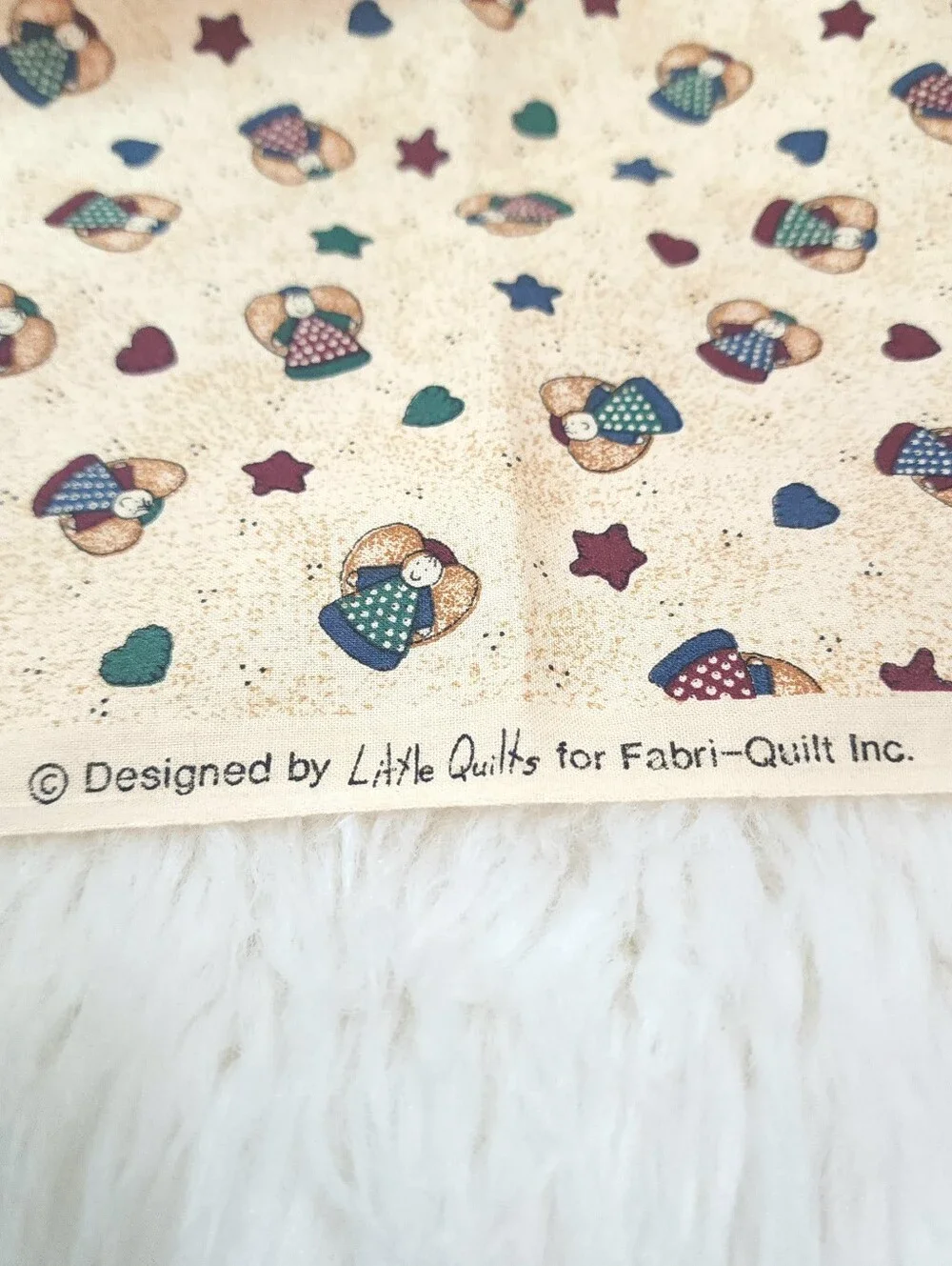 Vintage Angels with Stars and Hearts Fabri Quilt 2 7/8 Yds 100% Cotton Fabric